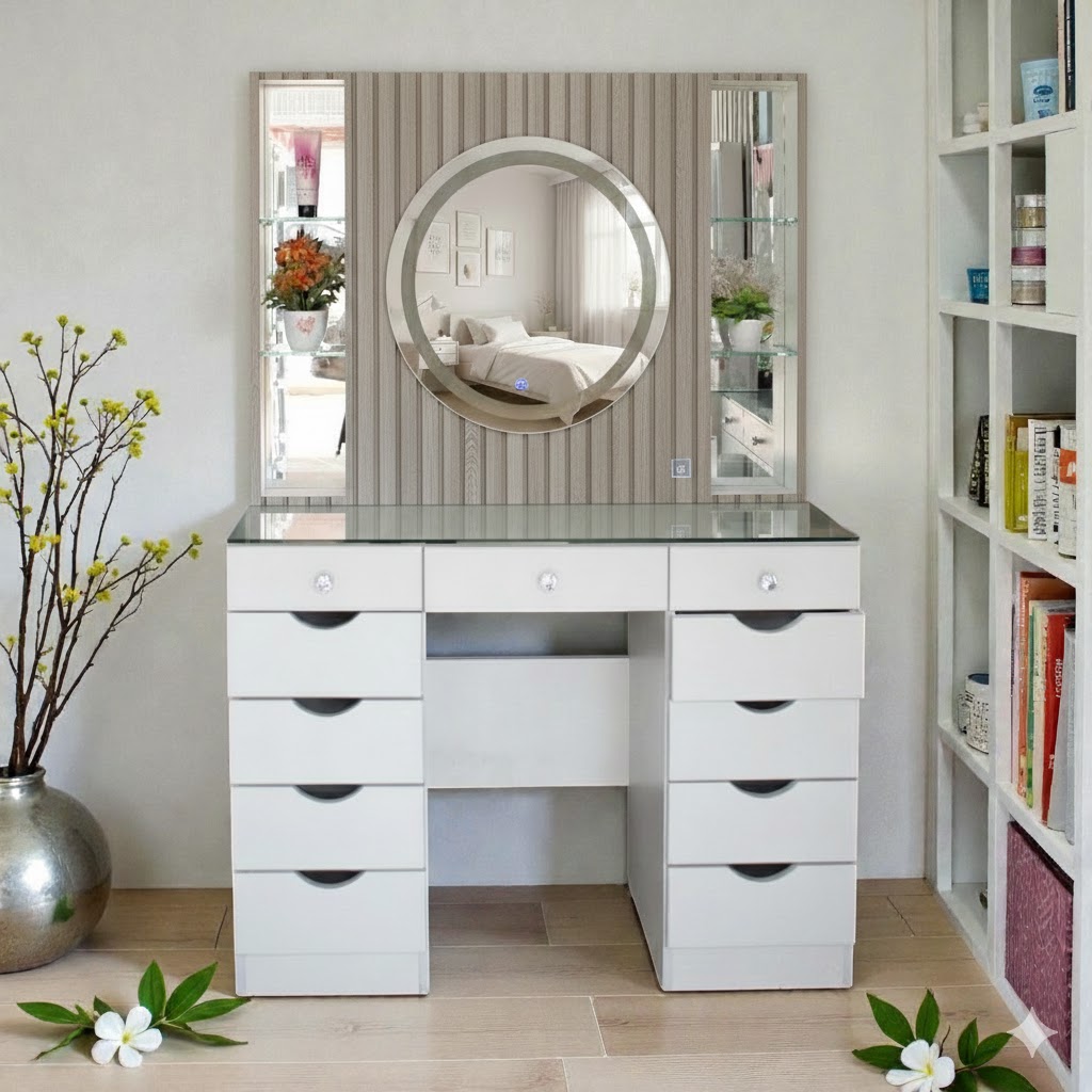 Imagen 1 de TOCADOR DE 1.20M - ESPEJO CIRCULAR